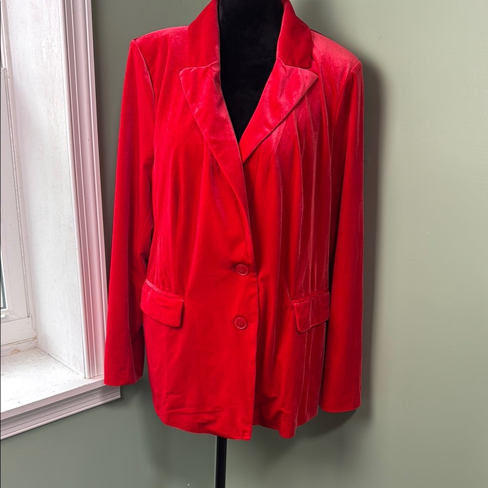 NwT Lane Bryant red velvet blazer 18